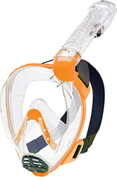 Cressi Baron Full Face Mask Máscara Integral Snorkel de Visión Grande con Tubo Respirador, Unisex-Youth, Transparente/Naranja, XS/Junior en oferta
