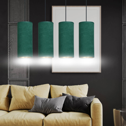 Colgante Joni, tejido, 4 luces alargado, verde-oro características