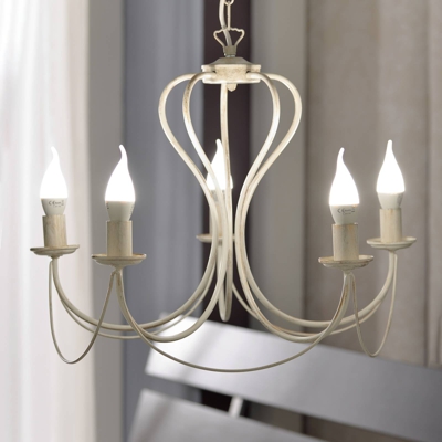 Lámpara de araña Candela, marfil, 5 luces