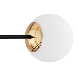 Plafón Caroll, 8 luces opalino/latón/negro características