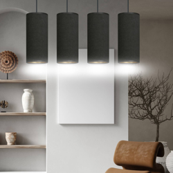 Colgante Joni, tejido, 4 luces alargado, negro-oro precio