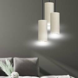 Colgante Joni, tejido, 3 luces redondo, blanco-oro en oferta