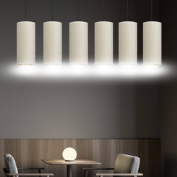 Colgante Joni tejido, 6 luces alargado, blanco-oro en oferta