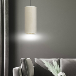 Lámpara colgante Joni, tejido, 1 luz blanco-oro características