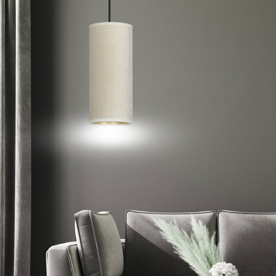 Lámpara colgante Joni, tejido, 1 luz blanco-oro
