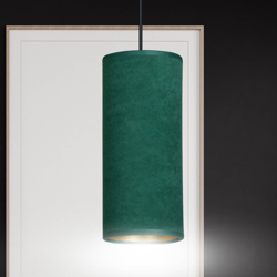 Lámpara colgante Joni, tejido, 1 luz verde-oro en oferta