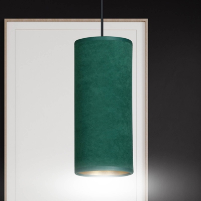 Lámpara colgante Joni, tejido, 1 luz verde-oro