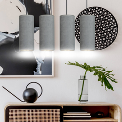 Colgante Joni, tejido, 4 luces alargado, gris-oro características