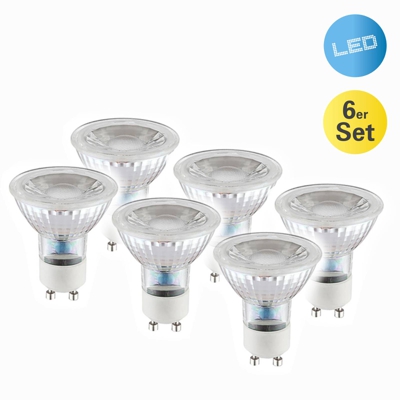 Reflectora LED GU10 4,6W 450lm blanco cálido 6 ud
