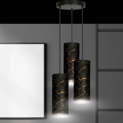 Colgante Joni 3 luces redondo negro-jaspeado en oferta