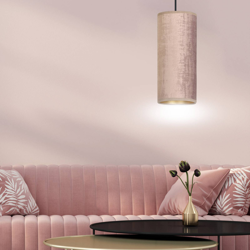 Lámpara colgante Joni, tejido, 1 luz rosado-oro precio