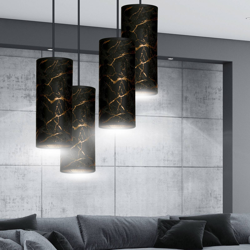 Colgante Joni 4 luces redondo negro-jaspeado características