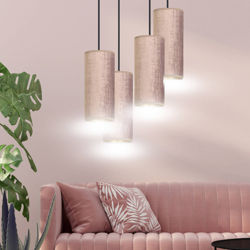 Colgante Joni, tejido, 4 luces redondo, rosado-oro en oferta