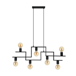 Lámpara colgante Fembard de acero, 7 luces características