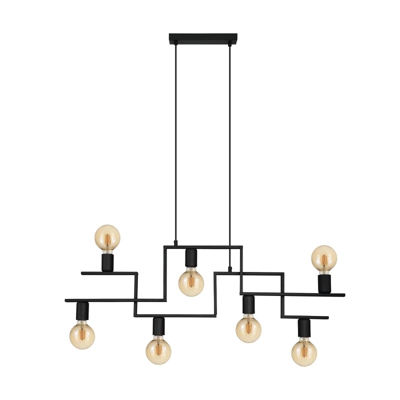 Lámpara colgante Fembard de acero, 7 luces