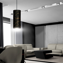 Lámpara colgante Joni tejido, 1 luz negro-jaspeado precio