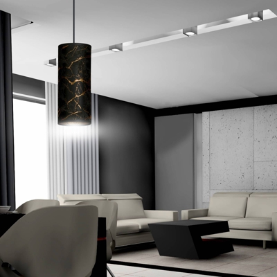 Lámpara colgante Joni tejido, 1 luz negro-jaspeado