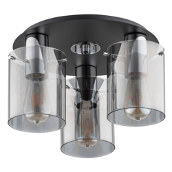 Plafón Atman, 3 luces, negro/plata características