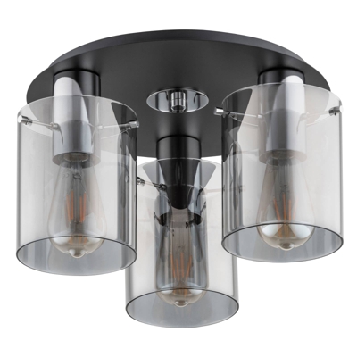 Plafón Atman, 3 luces, negro/plata