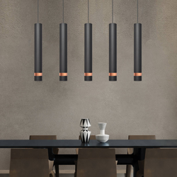 Lámpara colgante LED Tuba negro/oro rosa 5 luces características