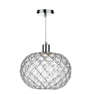 Lámpara colgante Juanita pantalla brillante, cromo