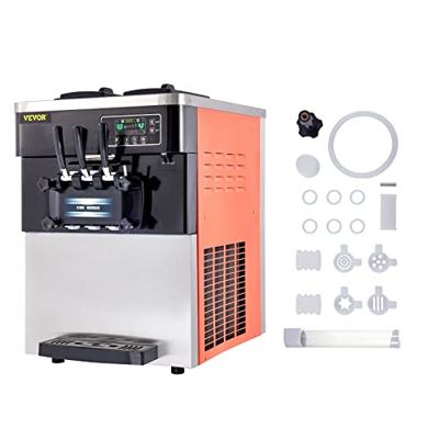 BuoQua Maquina Helados Suave Naranja 7L*2 Máquina de Helados Suave Heladera 2+1 Sabores Heladeras Hacer Helado Cremoso con Panel LCD Inteligente Helad