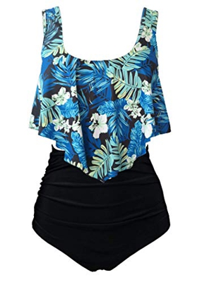 Aidotop Bañador para Mujer Top con Volantes Cintura Alta Traje de baño Trajes de baño de Dos Piezas Bikini Sets (Rainforest, S)