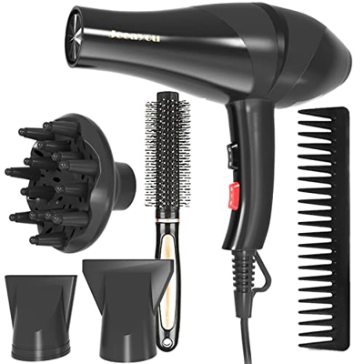 Jooayou Secador de Pelo Ionico 3000W, Profesional Secador Iónico con Difusor Concentrador Pelo Rizado 3 Temperaturas 2 Velocidades Protección Contra S
