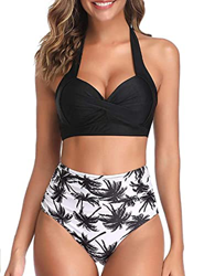 heekpek Bikini a Lunares Retro Mujer Top Halter Push Up Fruncido Braga Talle Alto precio