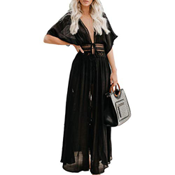 TMEOG Kaftan Vestido Largo de Playa para Mujer Cubrir Cárdigan Suelto Bikini Verano Pareo Frente Abierto Traje de Baño Cover up Beachwear Informal de  características