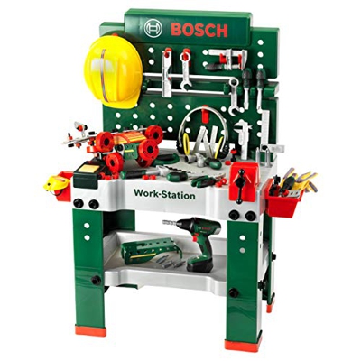 Theo Klein 8485 Banco de trabajo de Bosch - 150 piezas - Herramientas incluidos - Destornillador inalámbrico con luz y sonido - Para niños a partir de