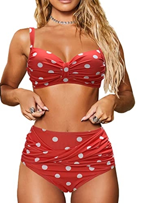 NLAND Conjuntos De Bikini para Mujer Bikini Push-up Acolchado Cintura Alta Torcida Pantalones Cortos De Baño De Barriga Bikini De 2 Piezas Traje De Ba