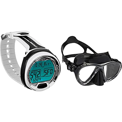 Cressi Leonardo Ordenador de Buceo, Adultos Unisex, Blanco/Negro, Talla única + Big Eyes Evolution Gafas de Buceo