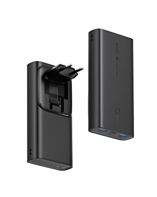 VRURC 10000mAh Power Bnak con Enchufe Plegable, Cargador Portátil USB C 22.5W PD Carga Rápida QC 3.0 Powerbank Batería con 2 Entradas y 3 Salidas Comp