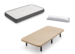 Colchón Viscosoft + Base Tapizada Beige + Juego de 6 Patas 26 cm + Almohada de Fibra, 90x190 cm características