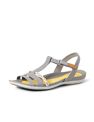 Clarks Tealite Grace, Sandalias con Tira Vertical para Mujer, Gris (Grau Grey Nubuck), 38 EU