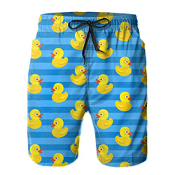 ZORIN Bañador para hombre con diseño de pato de goma amarillo en pantalones cortos de playa de rayas azules precio