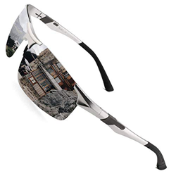 PUKCLAR - Gafas de sol deportivas polarizadas para hombres y mujeres, gafas de sol para conductores, Al-Mg, metal rectangular, montura Cat 3 CE características