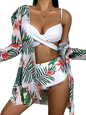 Bikinis Talle Alto Mujer Push Up Bañadores Mujer Bañador Natacion Mujer Tankini Gordita Conjunto Bikini Flores Cintura Alta 3 Piezas Talle Grande Trik