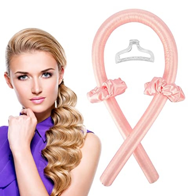 Rizador sin Calor, Rizador Manual, Banda Rizadora de Deda, Banda Rizadora de Esponja de Espuma, con Lazo para el Cabello, Pinzas para el Cabello (Jueg