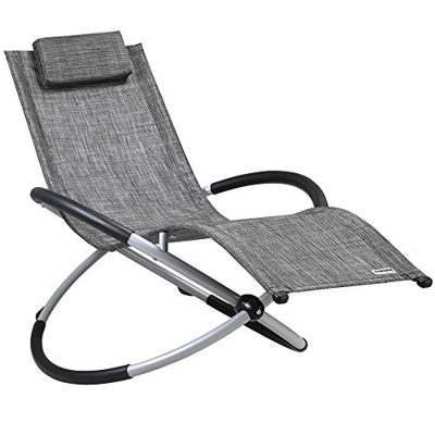 CASARIA Mecedora para Exterior Plegable Tumbona de Jardín Ergonómica Balancín máx.180kg 7,5Kg Gris