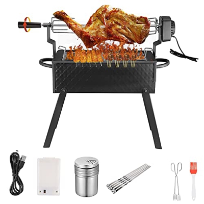 Parrilla Portátil Con Patas, ETmate Parrilla Doméstica Automática,Barbacoa Eléctrica, Parrilla De Barbacoa Automática Para Camping, Picnic, Fiesta, Fe