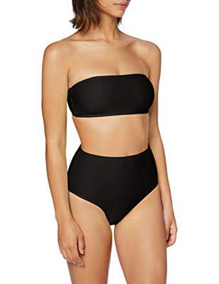 Urban Classics Ladies High Waist Bandeau Bikini Juego, Negro, L para Mujer
