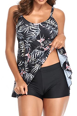 Tankinis Mujer Traje de Baño de Dos Piezas Conjunto Push up Bikini Playa Beachwear Blackleaf XXL