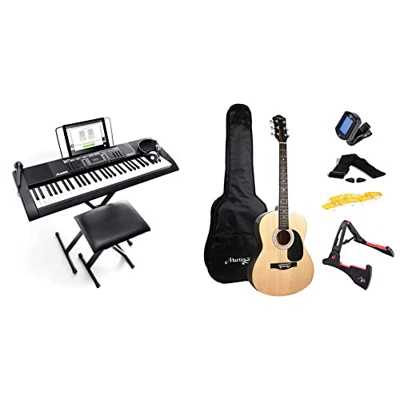 Alesis Melody 61 MKII Teclado de piano eléctrico con 61 teclas, altavoces integrados, auriculares + Martin Smith W-101-N-PK Guitarra acústica con el s