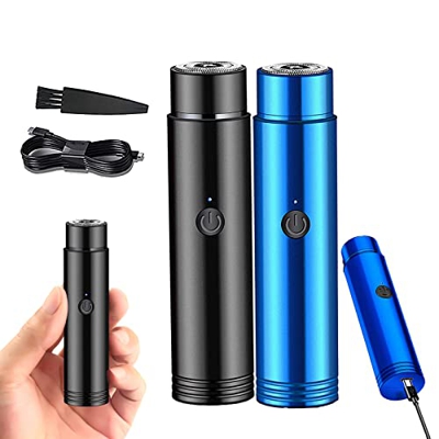Mini Portable Electric Shaver, Pocket Size Washable Electric Razor, Usb Rechargeable Rotary Razor, Portable Shavers for Men Electric Razor (2pcs)