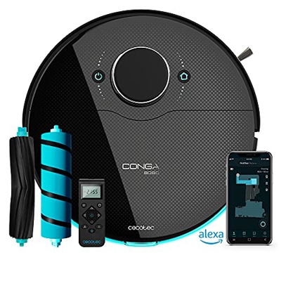 Cecotec Robot Aspirador Conga 8090 Ultra. Tecnología láser, Friega, Aspira y Barre a la Vez, Máxima Potencia 10.000 Pa, Cepillo Jalisco, App, Cepillo