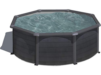 Gre KIT300GF - Piscina Desmontable con diseño de Grafito, 300 x 120 cm, filtración 4 m3/h, con Montantes Laterales