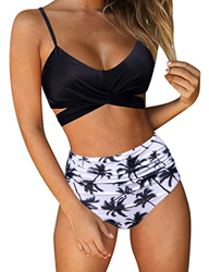 UMIPUBO Bikinis Mujer Push up,Cintura Alta Traje de Baño de Dos Piezas Acolchado Bra Tops Conjunto de Bikini de Playa Tops y Braguitas Divididos (Negr características