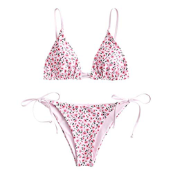 ZAFUL Bikini acolchado para mujer, de un solo color, con triángulo, con tirantes finos., rosa-1, M en oferta